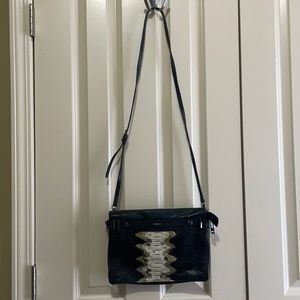 BOTKIER Faux Snakeprint Clutch with Crossbody Strap